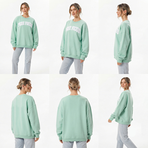 Wholesale Crew Neck Chenille Embroidery <b>Sweat</b> Shirt Oversized Cotton Polyester Tee <b>Top</b> Winter Wear Heavyweight Terry <b>Sweat</b> Shirt - Product Image 5