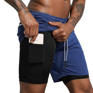 <b>Men</b> Running <b>Shorts</b> 2 In 1 <b>Compression</b> Liner Gym Workout <b>Shorts</b> With Phone Pocket Quick Dry Wholesale Supplier - Product Image 1