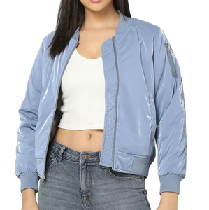 Leather <b>Women</b> Bomber <b>Jacket</b> Custom Logo OEM <b>Lightweight</b> Windproof Fashion Streetwear Outerwear <b>Jackets</b> Manufacturer Customized - Product Image 5