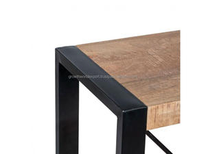 Étagère de rangement et bibliothèque industrielle moderne en bois massif et métal à 3 niveaux pour salon, chambre et bureau, 1,5 m+ - Product Image 3