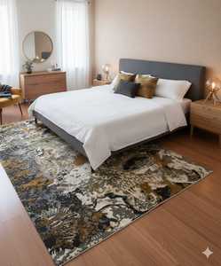 Tapis d'appoint abstrait tufté à la main en laine et viscose de luxe, tapis moderne pour salon, chambre, hôtel et bureau - Product Image 1