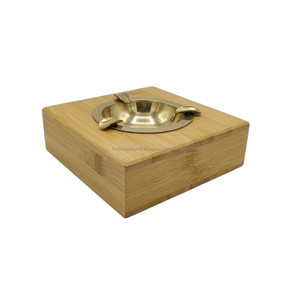 Cenicero Cuadrado de Bambú y Metal Clásico Personalizado para Oficina, Hogar, Mesa de Lujo - Product Image 3