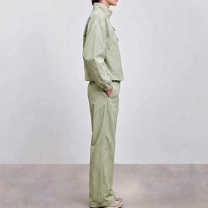 Wholesale Price Winter Solid Lace Nylon Streetwear <b>Women's</b> Sweatsuit 2 Piece Quater Zipper Jacket & <b>Baggy</b> <b>Jogger</b> Tracksuit - Product Image 2