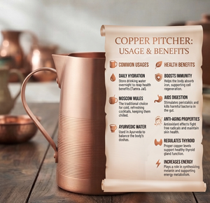 Large Capacity Designer Water Pitcher Custom Texture Finished Handmade Copper <b>Jug</b> Wholesale Medium Size Copper Metal <b>Jug</b> - Product Image 6