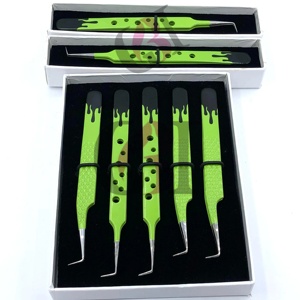 Pinzas de Extensión de Pestañas de Acero Inoxidable Japonés con Recubrimiento en Polvo de Doble Color a 90 Grados de Alta Calidad, con Logotipo Personalizado - Product Image 1