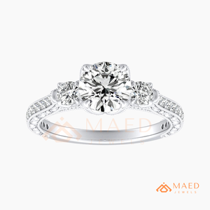 Round Cut Moissanite Diamond Silver Ring for Women Three Stone Engagement Wedding Ring USA Luxury Style - Product Image 5