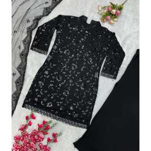 ชุด dupatta ก้นบนสำหรับผู้หญิงดีไซน์เนอร์พร้อมงานปักที่สง่างาม - Product Image 5