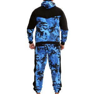 Men Blue Black <b>Camouflage</b> <b>Tracksuit</b> Set Zip Up Hoodie Jogger Pants Breathable Casual Sportswear Autumn Wear - Product Image 5
