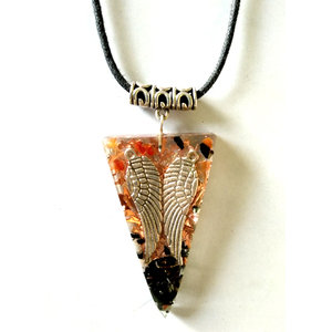 Pendentif long en agate style Feng Shui fantaisie, Orgone de guérison, Orgonite, avec copeaux de pierres précieuses naturelles turquoise, écologique, Gujarat - Product Image 2