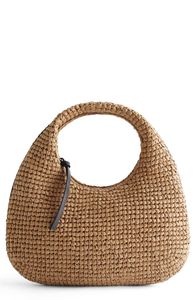 Sac hobo tissé marron, design minimaliste, forme irrégulière - Product Image 5