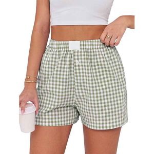 Pantalones Cortos de Gingham para Mujer, Venta al por Mayor, Color Sólido, Secado Rápido, Ecológicos, de Lona y Algodón, Cómodos, Transpirables, Casuales - Product Image 5