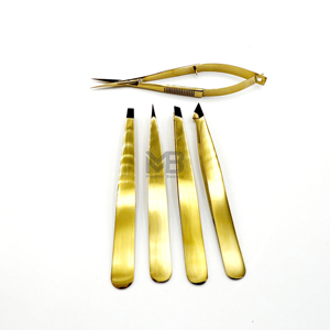Muestra Disponible, Pinzas para Cejas de Acero Inoxidable Duraderas de Alta Calidad, Pinzas Personalizadas con Punta Dorada - Product Image 5