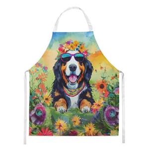 Bernese Mountain Dog Hippie Dawg Adulto Unisex Gran Multicolor Delantal de cocina para cocinar Hornear Artesanías Jardinería - Product Image 1
