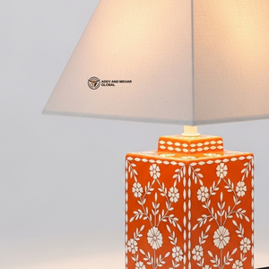 Contemporary <b>Orange</b> Bone Inlay Lamp | Designer Table <b>Lighting</b> for Elegant Homes - Product Image 6