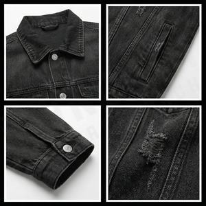 แจ็กเก็ตยีนส์คุณภาพสูงของผู้ชายเสื้อแจ็กเก็ตแนวตะวันตกมีกระดุมประดับโลโก้ด้านหน้าแบบรุ่ย - Product Image 4