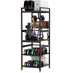 Supporto per Stampante 3D in Metallo Resistente con Porta Filamento a T e Pannello di Alimentazione Integrato, Struttura Aperta per Stoccaggio Filamenti - Product Image 1