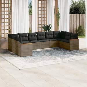 Conjunto de Sofá de Jardín Gris de Ratán para 6 Personas, Muebles de Exterior Resistentes a la Intemperie, Diseño Contemporáneo - Product Image 1