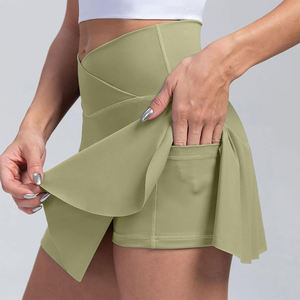 Jupe de tennis respirante pour femme, extensible dans les 4 sens, avec logo sur la taille avant, anti-humidité, en Spandex/Nylon écologique – Grande Vente - Product Image 3