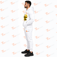 Ensemble jogging homme blanc avec capuche, imprimé Move On, en coton, décontracté, pour l'automne, deux pièces, avec fermeture éclair