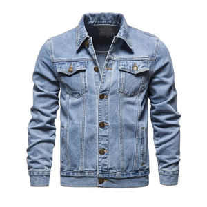 Chaqueta de Mezclilla Clásica Casual para Hombre, Estilo Vintage, Ropa de Calle Moderna, Lavado a la Piedra, Parches, Botones, Cómoda para Uso Diario - Product Image 1