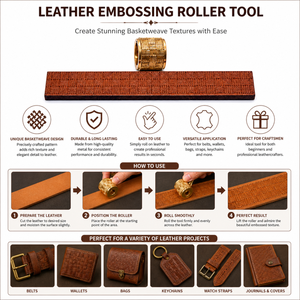 Premium Leather Embossing Roller <b>Tool</b> | Basketweave Pattern Brass Wheel for Belts Wallets Bags Straps Leather Craft Supplies - Product Image 5