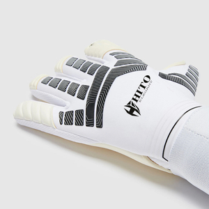 Custom Design White Neoprene Soccer Goalkeeper <b>Gloves</b> 4mm German Latex Emboss Rubber Inject Elastic Strap T Tab - Product Image 2