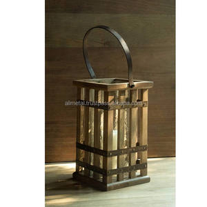 Linterna de madera con motivo de diamante - Product Image 4