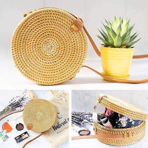 New Design Natural Rattan Circle <b>Bag</b> Eco-Friendly Bohemian Summer Shoulder <b>Bag</b> for Women Made in Vietnam - Product Image 2