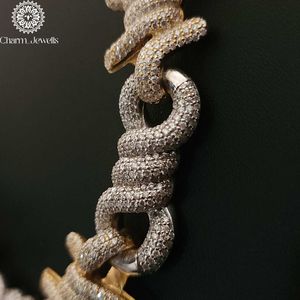 Collar de Moissanita para Hombre Charm Jewels, Plata con Baño de Oro de 14K, Cadena de Eslabones Redondos, Estilo Hip Hop, Corte Brillante, Engaste de Garra, IGI - Product Image 5