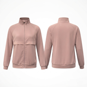 240g GSM Stretch Polyester Unisex Fleece <b>Jacket</b> Blush Pink Yoke Panel Horn Button Custom Embroidery Logo <b>Waterproof</b> Breathable - Product Image 1