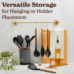 Set di 22 Utensili da Cucina in Silicone con Manico in Legno, Set di Spatole e Gadget da Cucina con Portautensili - Product Image 2