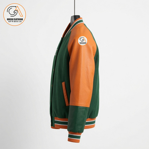 เสื้อแจ็คเก็ตฮู้ดแบบวาร์ซิตี้ FAMU Rattlers รุ่น OEM เนื้อผ้าซาตินเงาหนา แบบย้อนยุค ติดกระดุมแบบ Snap  สำหรับกีฬาเบสบอล  คอตั้ง  สำหรับผู้ชาย - Product Image 3