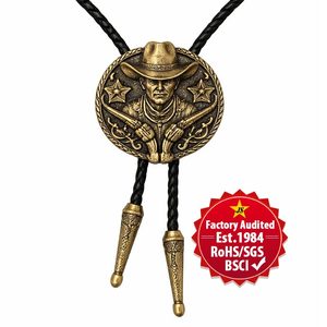 Corbata Bolo Vaquera de Aleación de Zinc Chapada en Oro y Plata de Dos Tonos, Longitud de Cuerda Personalizable, para Festivales de Rodeo - Product Image 3