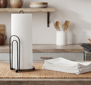 Porte-serviettes en papier de qualité supérieure avec revêtement en poudre argentée et base ronde, idéal pour une utilisation sur le comptoir de cuisine moderne et sur table. - Product Image 6