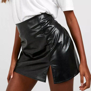 Jupe décontractée pour femme en cuir véritable de haute qualité, couleur unie, taille haute, style vintage, écologique, 100 % cuir - Product Image 1