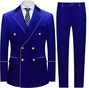 Trajes de terciopelo de doble botonadura de primera calidad para hombre, estilo británico, traje formal para boda, estilo novio, traje de terciopelo para hombre - Product Image 5