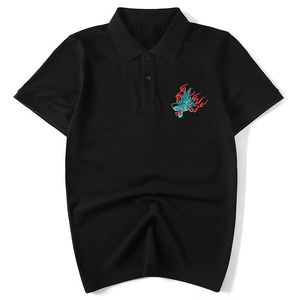 Camisa Formal de Hombre con Bordado de Dragón y Tigre, Manga Corta, Estilo Veraniego, Estampado Abstracto de Triángulos, Algodón Transpirable - Product Image 6