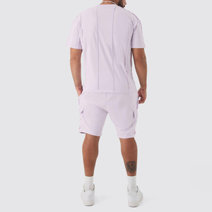 Ensembles de T-shirts élégants pour hommes à prix avantageux, design personnalisé, manches courtes, coupe régulière, ensembles jumeaux, taille élastique pour hommes, service OEM - Product Image 2