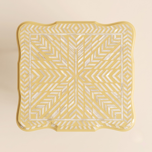 Table de chevet moderne en bois et nacre jaune pour salle de bain, bureau à domicile, salon ou chambre à coucher - Product Image 3