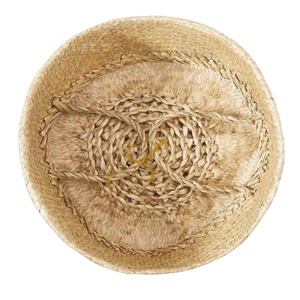 Grand panier de rangement en jonc de mer tressé à la main avec couvercle, style vietnamien naturel, grande taille - Product Image 3