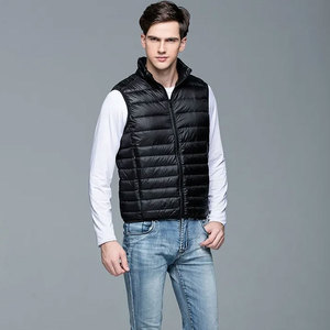 2026 Latest Wholesale High Quality Custom Made Mens Breathable <b>Canvas</b> Waterproof Windproof PU Leather Puffer Vest Winter Casual - Product Image 2
