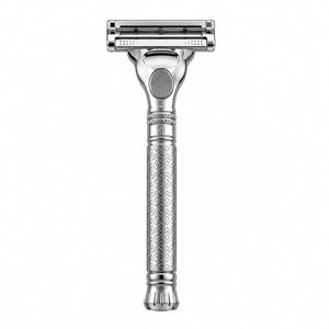 Rasoir de sécurité à double lame, manche en acier inoxydable, motif décoratif, rasage du visage masculin, usage en salon de coiffure - Product Image 6