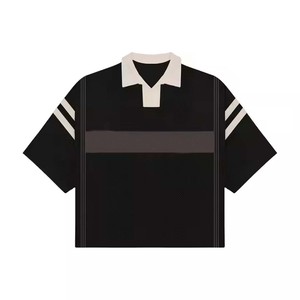 Polo <b>collar</b> with stripes design high quality cropped <b>t</b> <b>shirt</b>, wholesale oem polyester breathable jersey sports <b>t</b> <b>shirt</b> jersey - Product Image 1