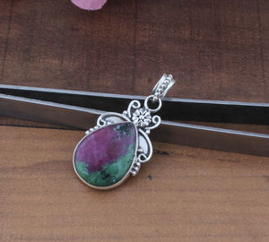 Pendentif en zircon, argent sterling 925, serti clos, collier plaqué platine vintage, vert rose, unisexe, vente en gros 2025 - Product Image 2