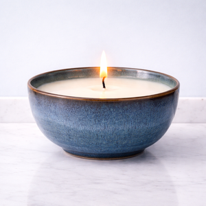 Ocean Dusk Ceramic <b>Candle</b> Vessel Wide Bowl Textured Glaze Heat Resistant Durable Reusable Single Wick Elegant Home Decor - Product Image 1
