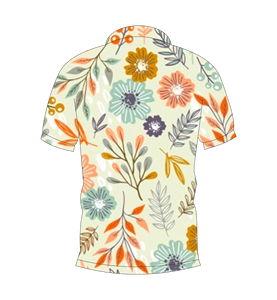 Camisa polo con estampado floral multicolor en color crema claro para hombre, camiseta informal de manga corta a la moda de verano - Product Image 5