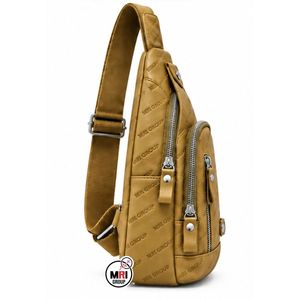 High Quality Leather Letter Pattern Crossbody Bag MRI GROUP Gray PU with Zipper Closure Single Strap Daily Use Minimalist Style - Product Image 5