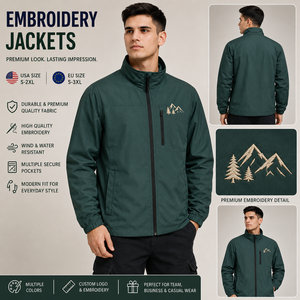 Custom Embroidery Men's <b>Jackets</b> Stand Collar Lightweight Windbreaker Casual Wear Factory Direct Supplier - Product Image 4