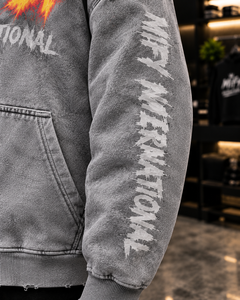Premium Zip Up <b>Hoodie</b> Distressed <b>Grey</b> <b>Hoodie</b> Streetwear Graphic <b>Hoodie</b> Kangaroo Pocket <b>Hoodie</b> Ribbed Cuff <b>Hoodie</b> - Product Image 3