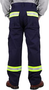 Pantalon de travail haute visibilité ignifuge avec bandes réfléchissantes, pantalon cargo à taille élastique, uniforme de sécurité bleu marine - Product Image 3